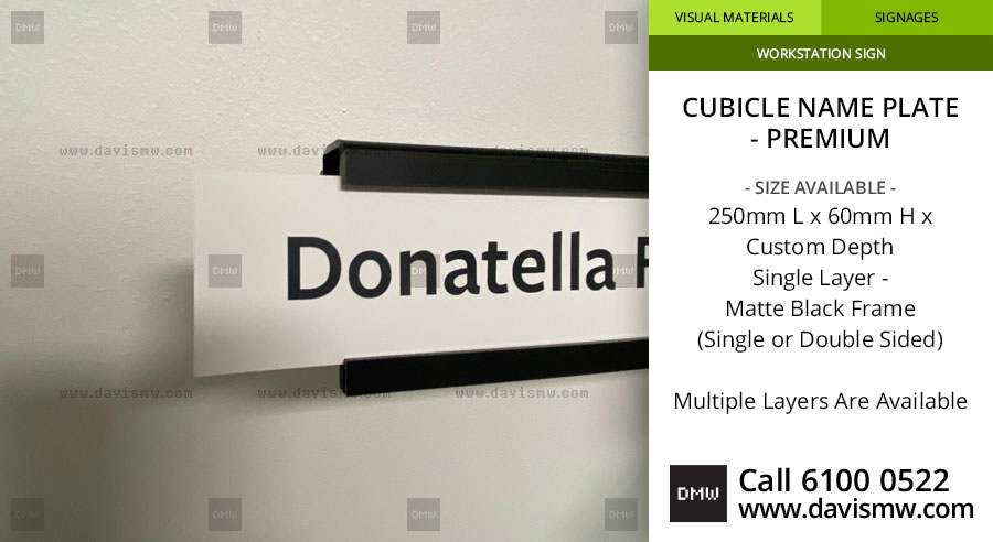  Cubicle Name Plate - Black Frame : Label Insert - Premium
