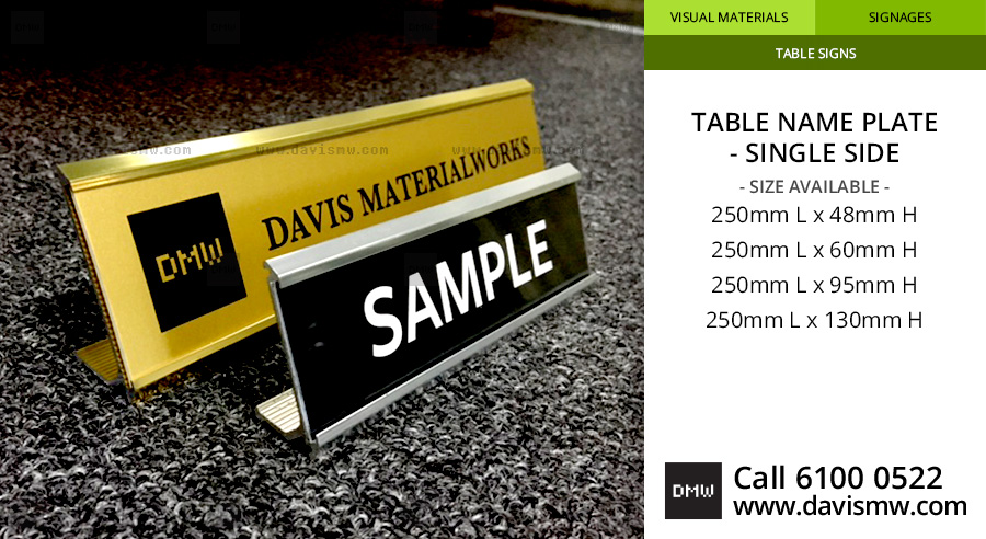  Table Name Plate - Single Side - Davis Materialworks