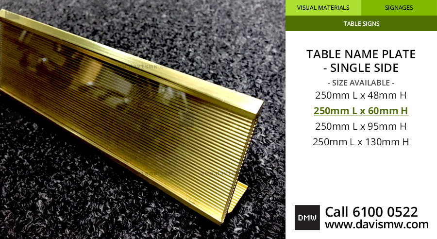  Table Name Plate - Single Side - 250x60 - Davis Materialworks