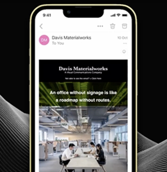 Email design template on mobile - Davis Materialworks