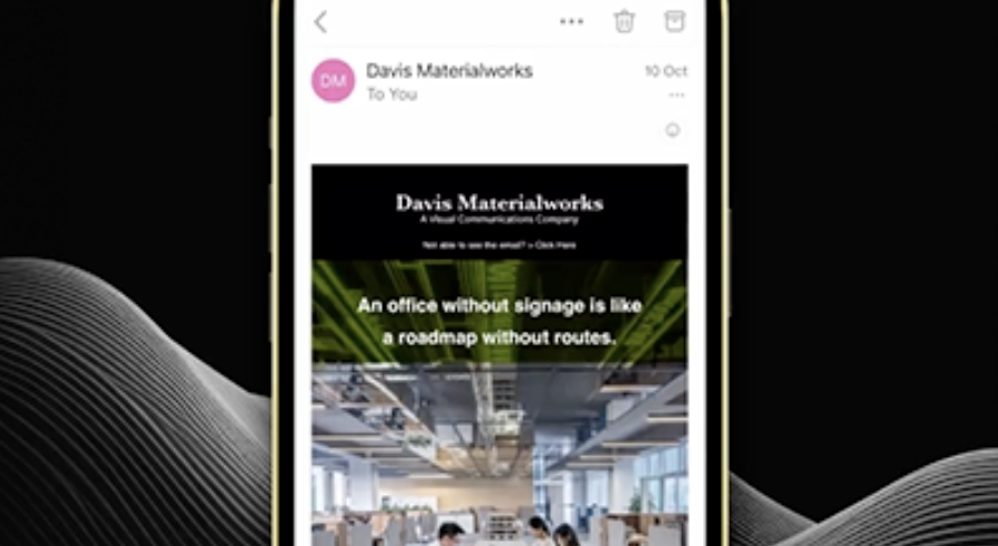 Email design template on mobile - Davis Materialworks