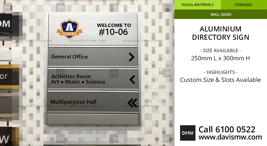 Aluminium Directory Sign - Davis Materialworks