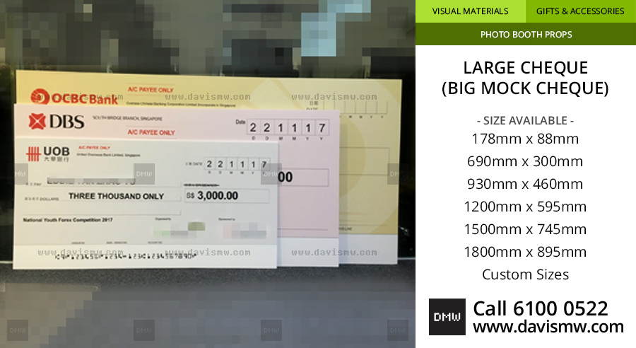 Large Cheque - DBS / UOB / OCBC Bank template - Davis Materialworks