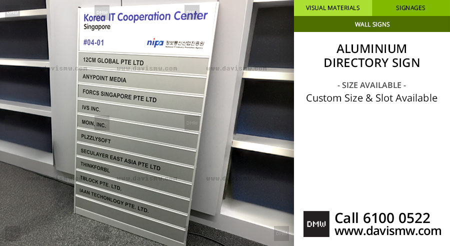 Aluminium Directory Sign - Davis Materialworks