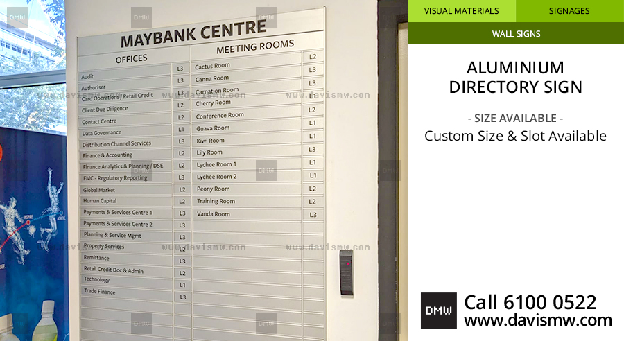 Aluminium Directory Sign - Davis Materialworks