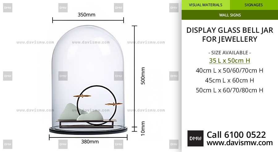 Display Glass Bell Jar For Jewellery - Davis Materialworks