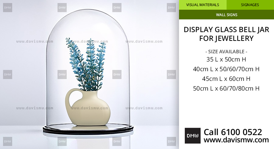 Display Glass Bell Jar For Jewellery - Davis Materialworks