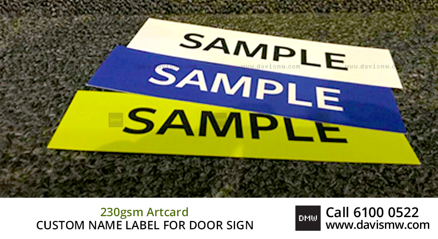 Custom Name Label For Door Sign - 230gsm Artcard - Davis Materialworks