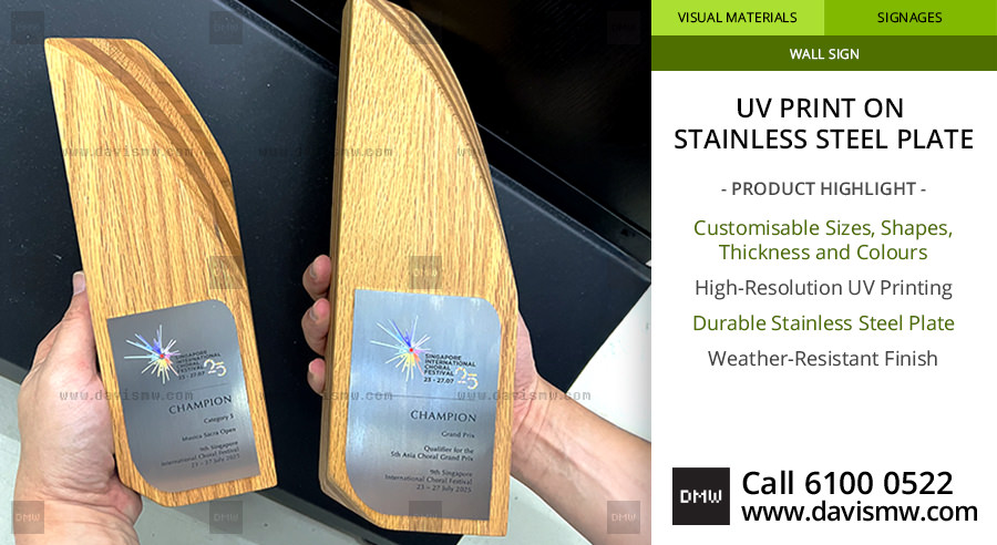 UV Print on Stainless Steel Plate - Award Label - Davis Materialworks