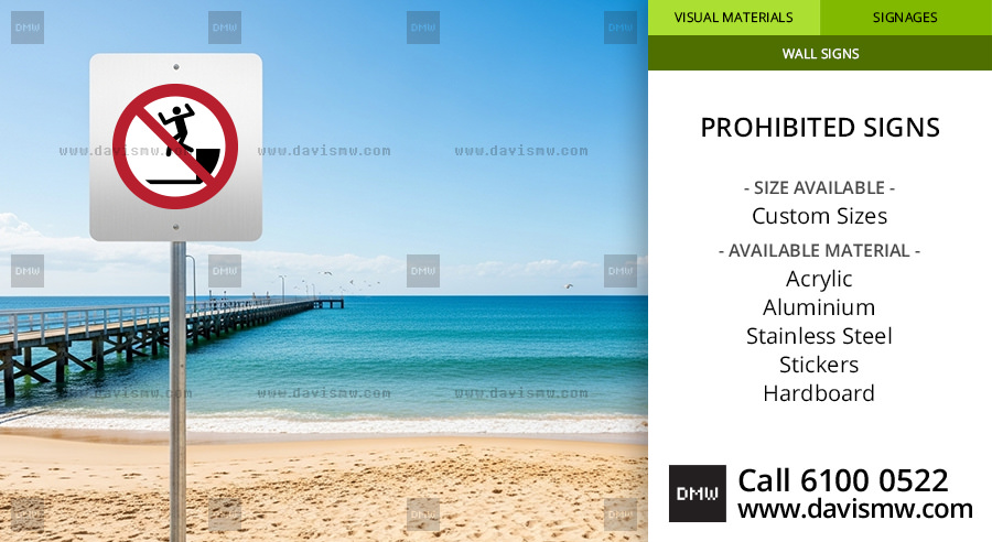 Prohibited Signs - No Jumping into Water Sign - Davis Materialworks