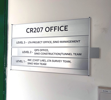 Aluminium Directory Sign - CR207 LTA Project Office - Davis Materialworks