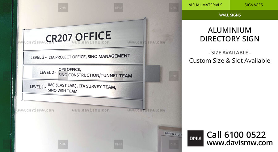Aluminium Directory Sign - CR207 LTA Project Office - Davis Materialworks