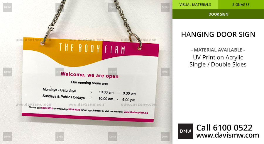 Hanging Door Sign - The Body Firm - Davis Materialworks