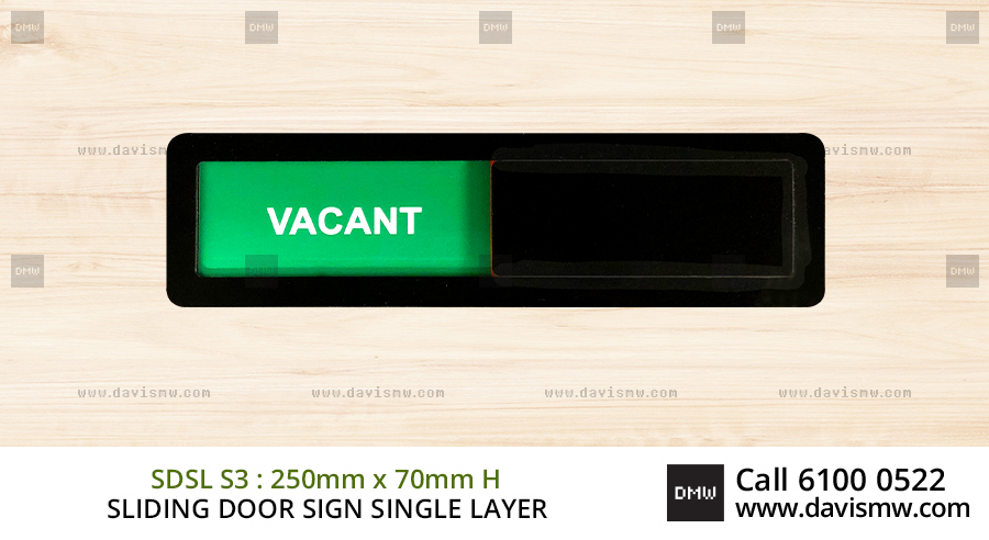 Sliding Door Sign : Single Layer - SDSL S3 - Davis Materialworks