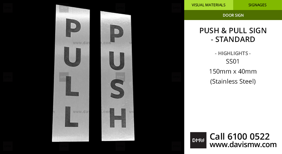 Push & Pull Sign Standard - Stainless Steel SS01 - Davis Materialworks