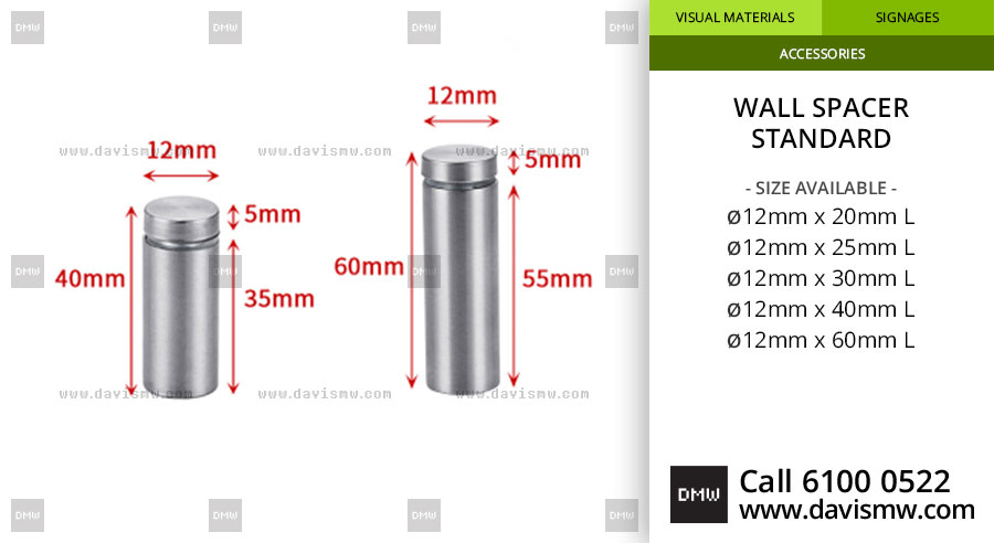 Wall Spacer - Standard - 12mm Range - Davis Materialworks