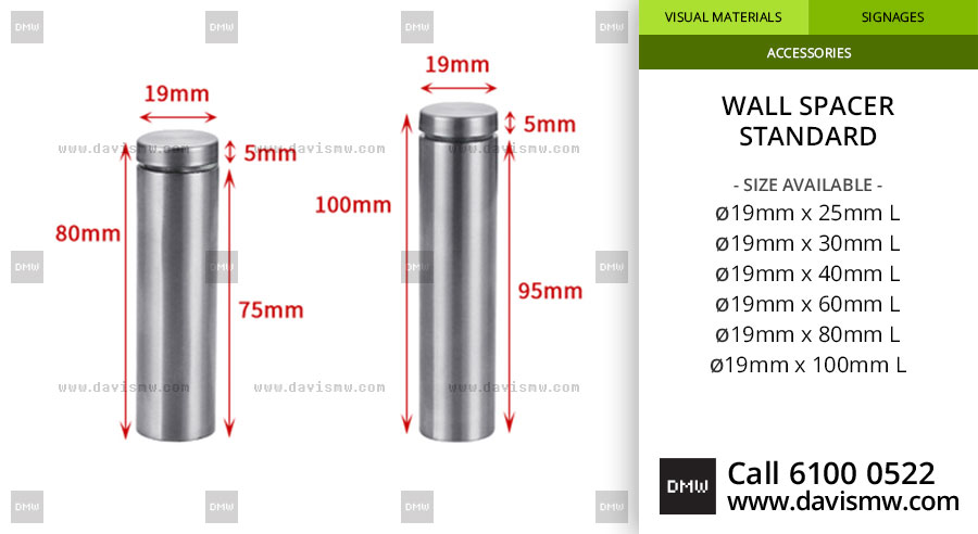 Wall Spacer - Standard - 19mm Range - Davis Materialworks