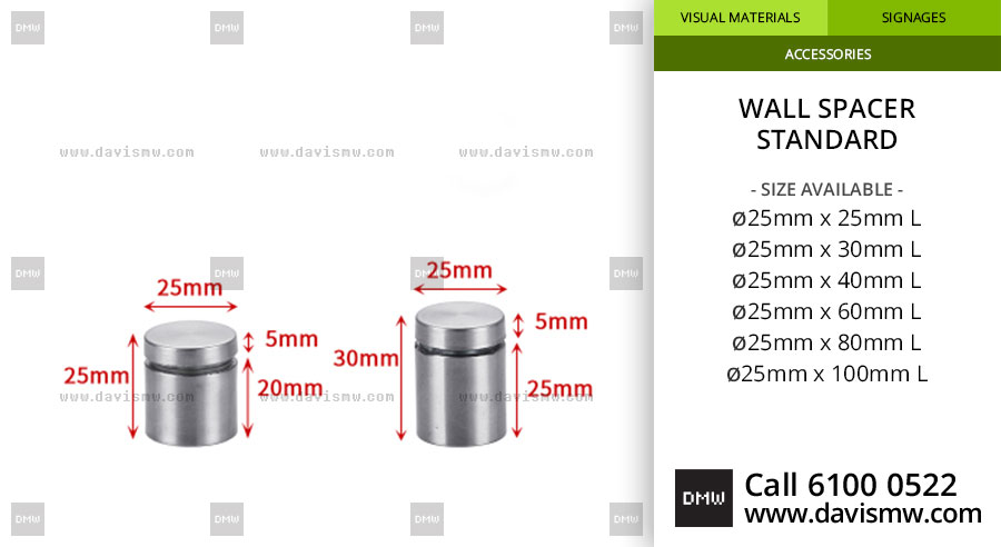 Wall Spacer - Standard - 25mm Range - Davis Materialworks
