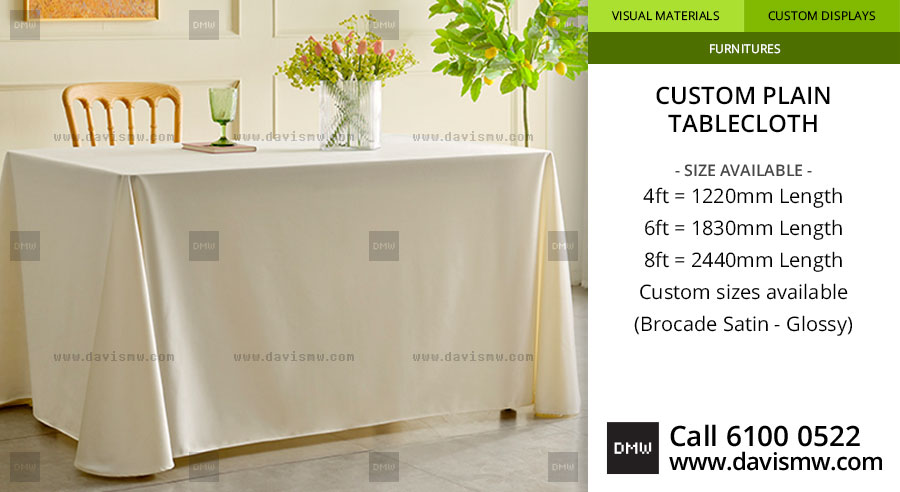 Custom Plain Tablecloth - Plain Brocade Satin Tablecloth - Davis Materialworks