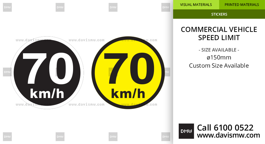Commercial Vehicle - Speed Limit Sticker - Davis Materialworks