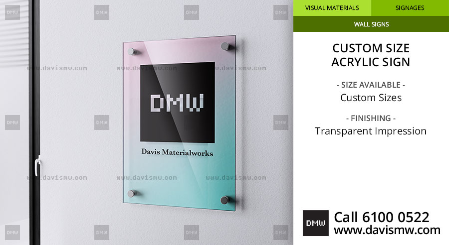 Custom Size Acrylic Sign - Transparent Type - Davis Materialworks