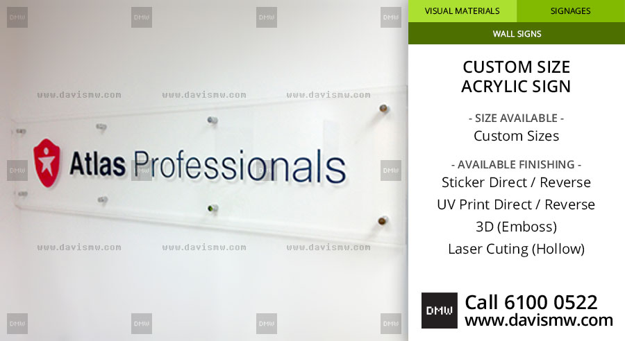Custom Size Acrylic Sign - Reverse Sticker - Davis Materialworks
