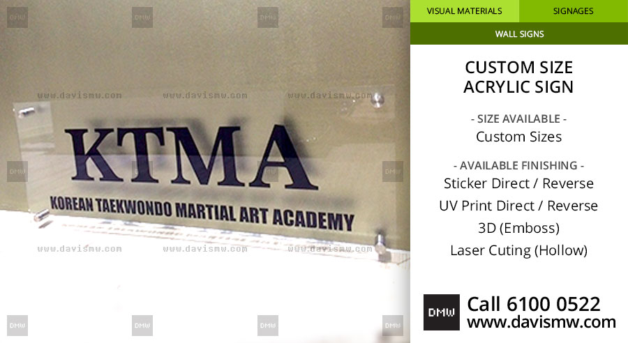 Custom Size Acrylic Sign - Transparent - Davis Materialworks