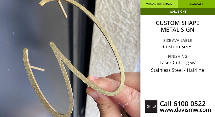 Custom Shape Metal Sign - Stainless Steel Hairline - Laser Cut - Davis Materialworks