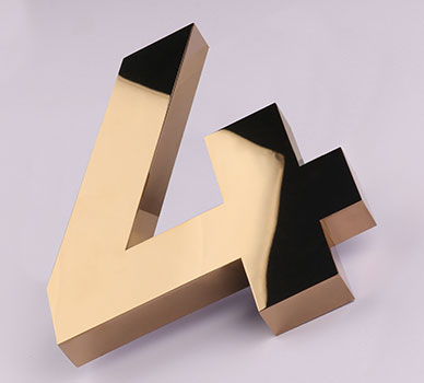 Custom 3D Forming Signage - SS Gold Mirror Finish - Davis Materialworks