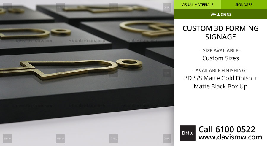 Custom 3D Forming Signage - SS Matte Gold Finish - Davis Materialworks