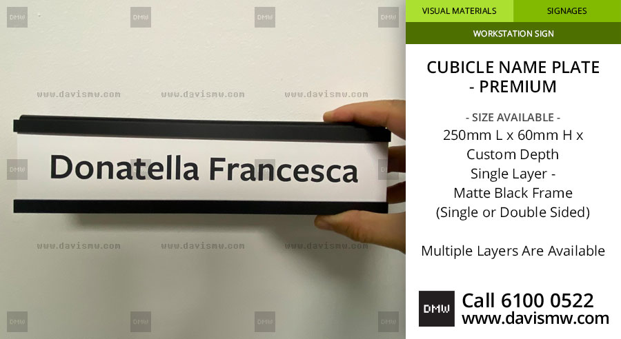  Cubicle Name Plate - Black Frame - Premium
